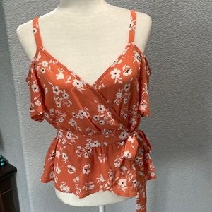 Sienna Sky Womens Cold Shoulder BlouseSleeve Tie Knot Casual Summer Shirt Tops